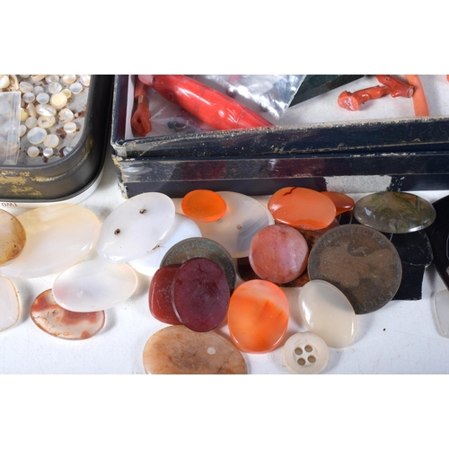 1451 - A Collection of Reclaimed Agate, Coral, Semi Precious Gems etc (qty)