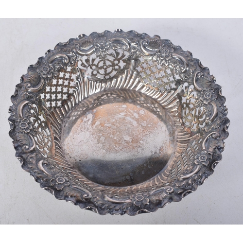 1483 - A Victorian Dish with Pierced decoration by Fenton Brothers.  Hallmarked Sheffield 1894.  10.9cm x 2... 