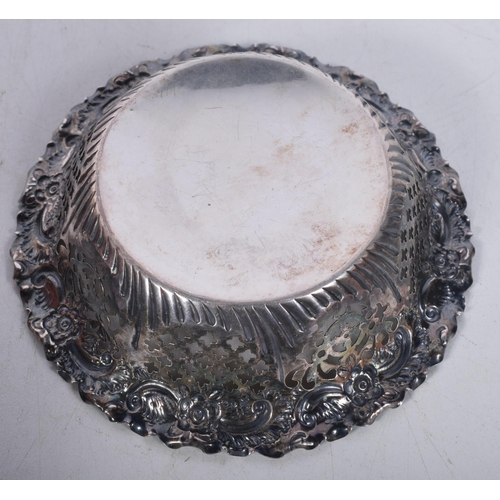 1483 - A Victorian Dish with Pierced decoration by Fenton Brothers.  Hallmarked Sheffield 1894.  10.9cm x 2... 