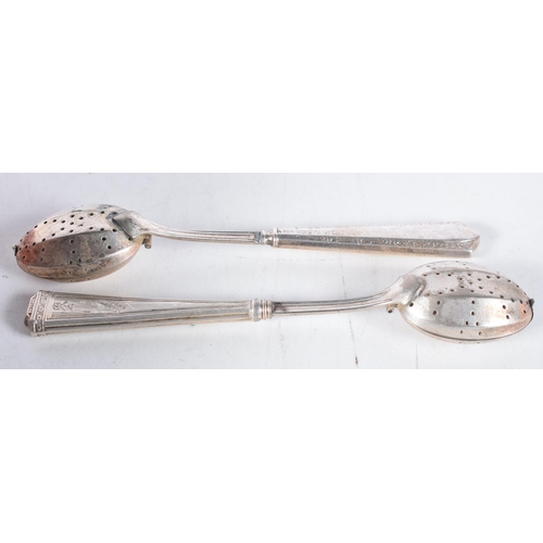 1484 - Two Vintage Tea Infusers with Silver Handles.  Stamped Sterling.  17.3 cm x 2.1cm, total weight 65g ... 