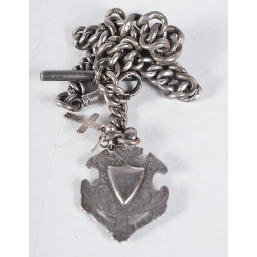 1489 - Am Edwardian Silver Fob Chain Hallmarked Birmingham 1907.  35cm long, weight 42.4g