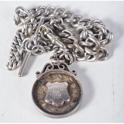 1490 - A Vintage Silver Fob Chain Hallmarked Birmingham 1927.  43cm long, weight 61.5g