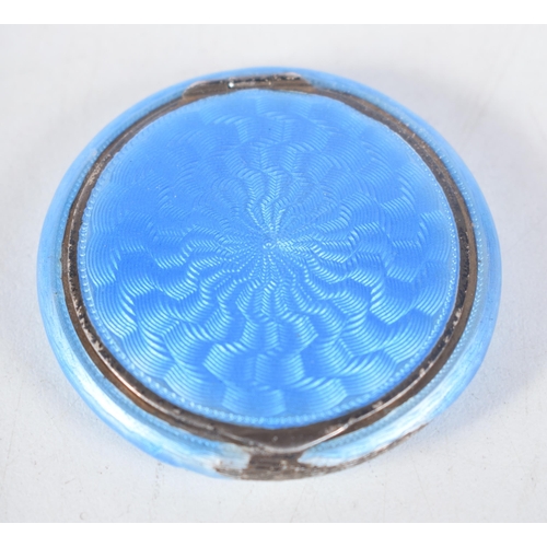 1492 - A Silver Gilt and Guilloche Enamel Compact.  Stamped Sterling.  5 cm x 1cj, weight 46.7g