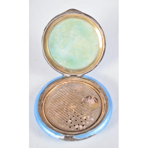 1492 - A Silver Gilt and Guilloche Enamel Compact.  Stamped Sterling.  5 cm x 1cj, weight 46.7g