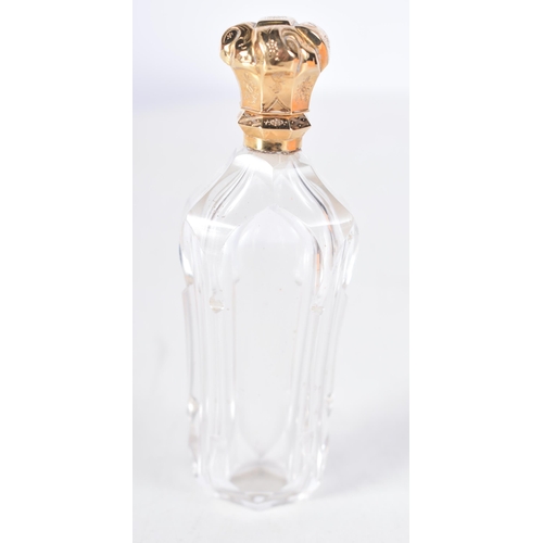 1494 - An 18 Carat Gold Topped French Scent Bottle.  11.1cm x 3.9cm x 2.4cm, weight 89g