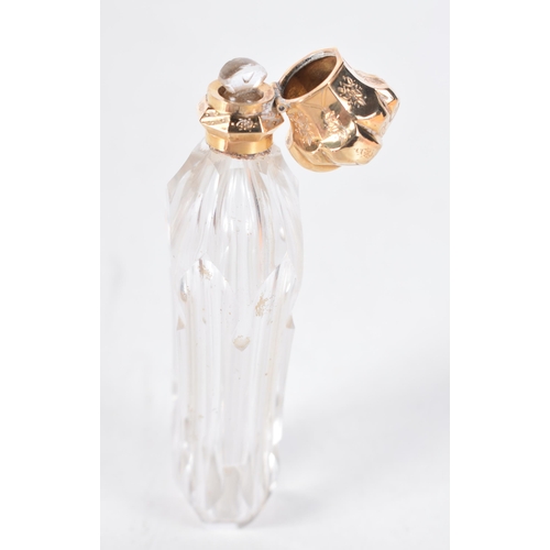 1494 - An 18 Carat Gold Topped French Scent Bottle.  11.1cm x 3.9cm x 2.4cm, weight 89g