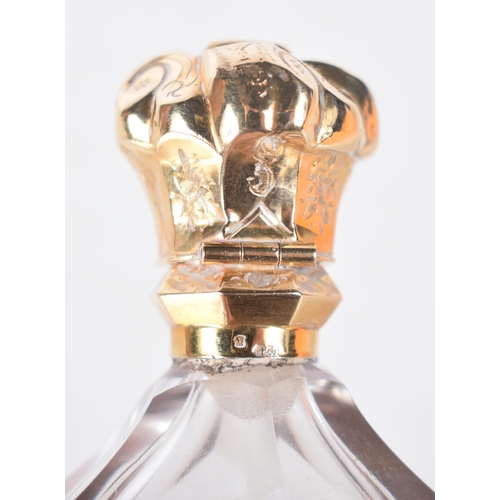 1494 - An 18 Carat Gold Topped French Scent Bottle.  11.1cm x 3.9cm x 2.4cm, weight 89g