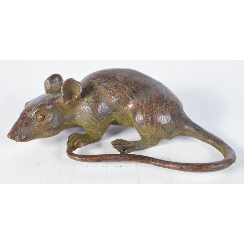 1510 - A Japanese Bronze Model of a Rat.  2.2 cm x 8.2 cm x 4.4cm, weight 167g