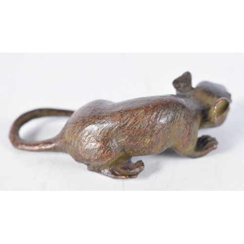 1510 - A Japanese Bronze Model of a Rat.  2.2 cm x 8.2 cm x 4.4cm, weight 167g