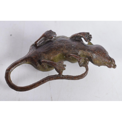 1510 - A Japanese Bronze Model of a Rat.  2.2 cm x 8.2 cm x 4.4cm, weight 167g