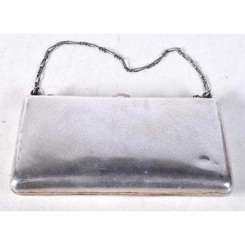 1538 - A Continental Silver Purse with Floral Decoration and a Gem Set Clasp.  Stamped 84, 11.5 cm x 6.3 cm... 