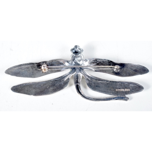 1574 - A Silver Dragonfly Brooch.  Stamped Sterling, 9.5 cm x 4cm, weight 21.9g