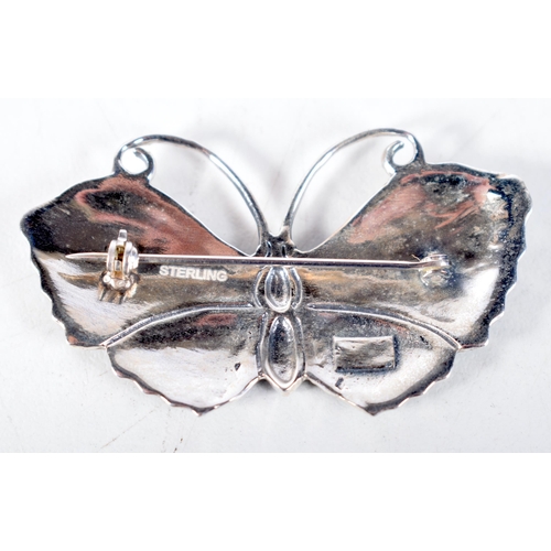 1576 - A Silver and Enamel Butterfly Brooch.  Stamped Sterling.  5.1cm x 3 cm, weight 14.6g