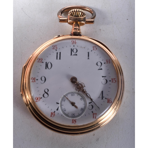 1608 - An 18 Carat Gold Cased Pocket Watch.  Stamped 18K, 4.9cm diameter, working, weight 90.7g