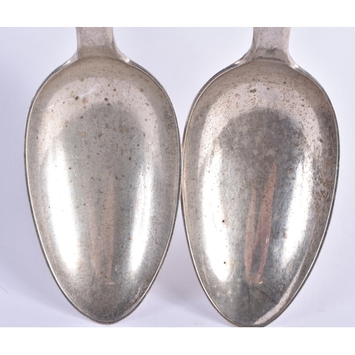 100 - A VERY LARGE PAIR OF MID 19TH CENTURY SCOTTISH SILVER BASTING SPOONS. Edinburgh 1839. 274 grams. 32 ... 