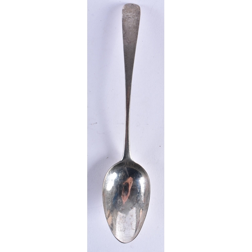 105 - A RARE 17TH/18TH CENTURY COLONIAL AMERICAN SILVER SPOON makers mark IRB, bearing Bishops Mitre crest... 