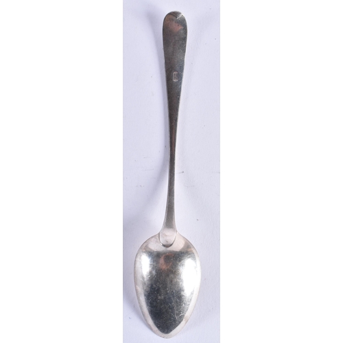 105 - A RARE 17TH/18TH CENTURY COLONIAL AMERICAN SILVER SPOON makers mark IRB, bearing Bishops Mitre crest... 