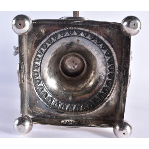 106 - A GOOD GEORGE III SILVER ADAM-STYLE TEA URN with leaf cast finial and coat of arms to the lift of li... 