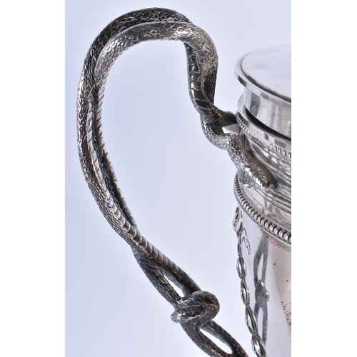 106 - A GOOD GEORGE III SILVER ADAM-STYLE TEA URN with leaf cast finial and coat of arms to the lift of li... 