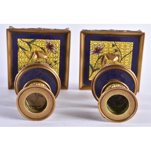 108 - A FINE 19TH CENTURY FRENCH BRONZE AND CHAMPLEVE ENAMEL DESK GARNITURE in the manner of Barbedienne, ... 