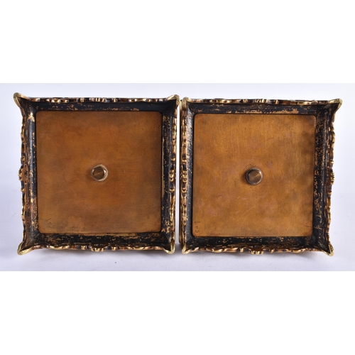 108 - A FINE 19TH CENTURY FRENCH BRONZE AND CHAMPLEVE ENAMEL DESK GARNITURE in the manner of Barbedienne, ... 