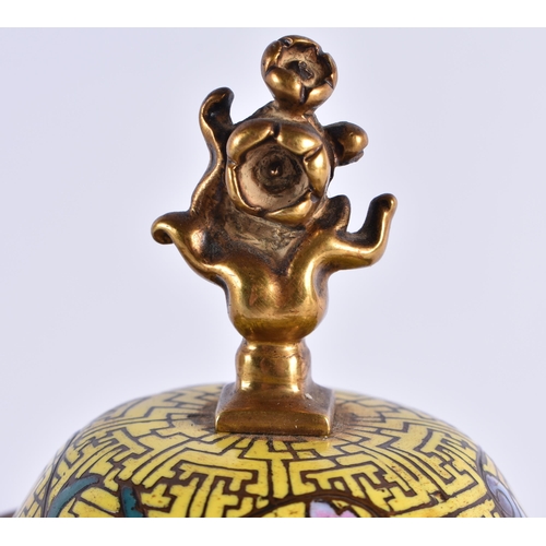 108 - A FINE 19TH CENTURY FRENCH BRONZE AND CHAMPLEVE ENAMEL DESK GARNITURE in the manner of Barbedienne, ... 