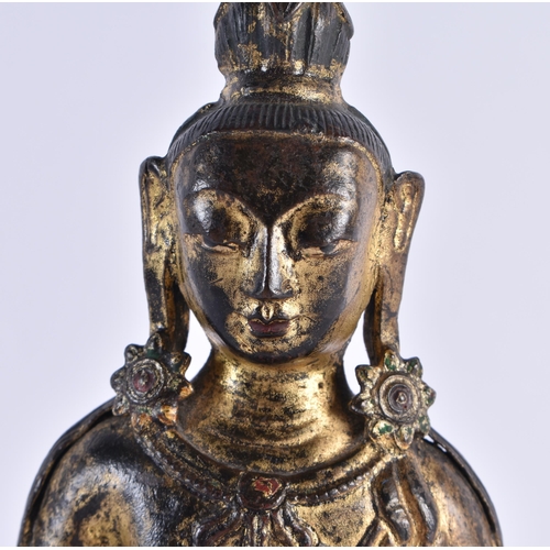 110 - AN 18TH CENTURY CHINESE LACQUERED BRONZE FIGURE OF A BUDDHA Qianlong. 21 cm x 10 cm.