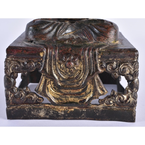 110 - AN 18TH CENTURY CHINESE LACQUERED BRONZE FIGURE OF A BUDDHA Qianlong. 21 cm x 10 cm.