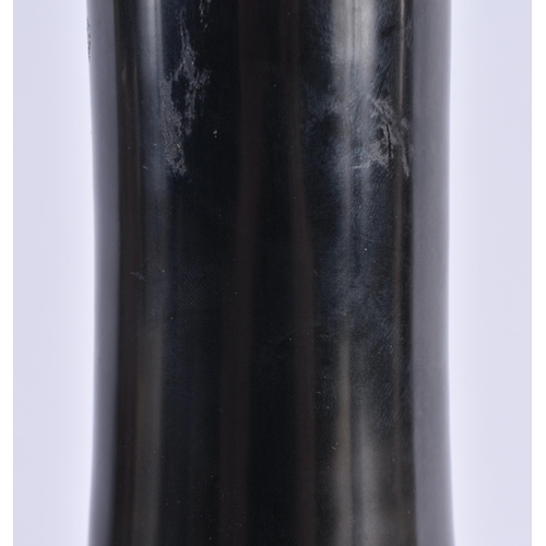 116 - A LARGE CHINESE QING DYNASTY BLACK MONOCHROME PORCELAIN BULBOUS VASE bearing Kangxi marks to base. 2... 