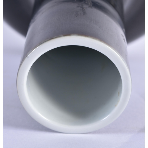 116 - A LARGE CHINESE QING DYNASTY BLACK MONOCHROME PORCELAIN BULBOUS VASE bearing Kangxi marks to base. 2... 