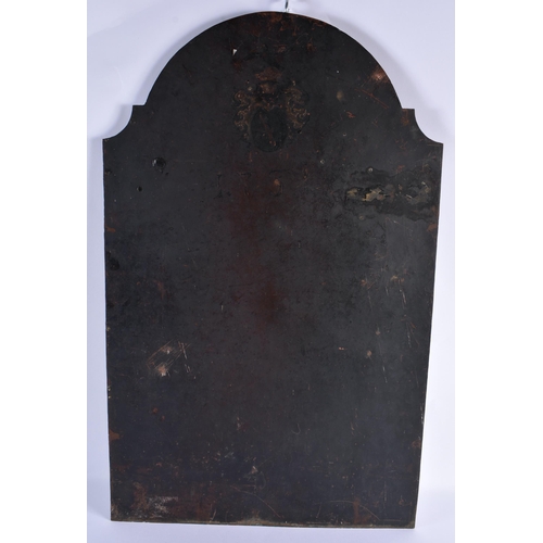 123 - A LOVELY LARGE EARLY 18TH CENTURY CONTINENTAL OIL ON TIN PAINTING depicting a Queen holding her youn... 