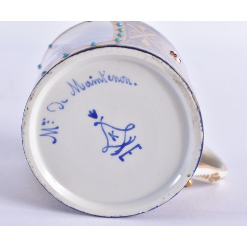 143 - AN EARLY 19TH CENTURY FRENCH SEVRES JEWELLED PORCELAIN CABINET CUP AND SAUCER painted with a portrai... 