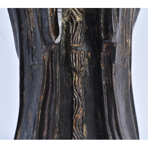 147 - A LARGE 16TH/17TH CENTURY CHINESE PARTIAL GILT BRONZE FIGURE OF AN IMMORTAL Late Ming, modelled upon... 