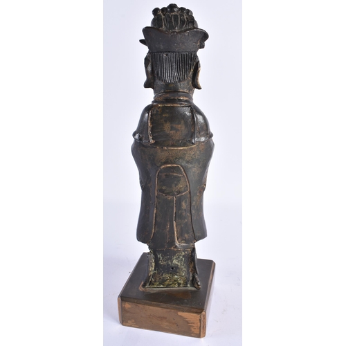 147 - A LARGE 16TH/17TH CENTURY CHINESE PARTIAL GILT BRONZE FIGURE OF AN IMMORTAL Late Ming, modelled upon... 