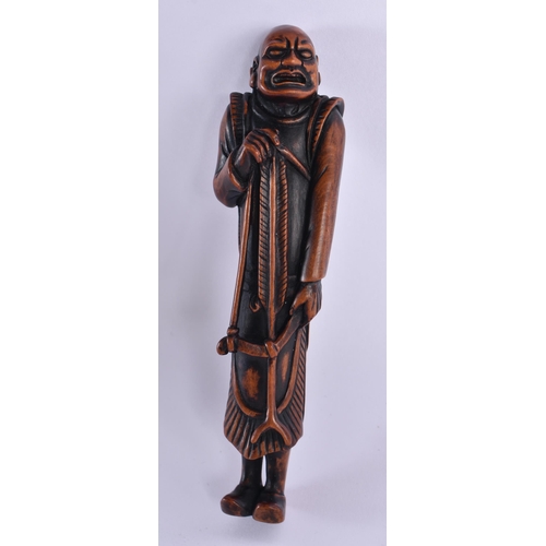 151 - A VERY RARE LARGE JAPANESE BOXWOOD SASHI NETSUKE modelled as a Mongolian Archer. 12.5 cm high. Note:... 