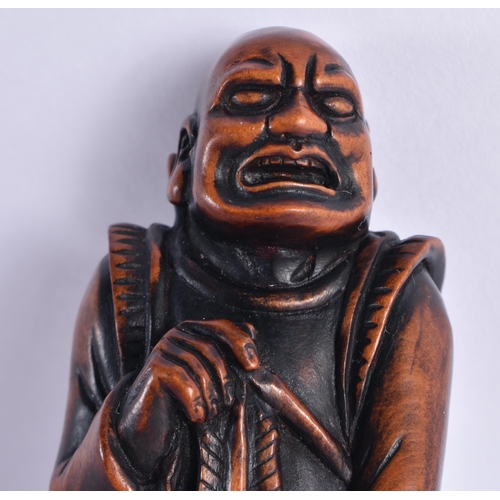 151 - A VERY RARE LARGE JAPANESE BOXWOOD SASHI NETSUKE modelled as a Mongolian Archer. 12.5 cm high. Note:... 