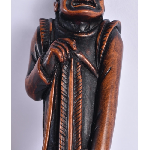 151 - A VERY RARE LARGE JAPANESE BOXWOOD SASHI NETSUKE modelled as a Mongolian Archer. 12.5 cm high. Note:... 