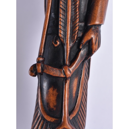 151 - A VERY RARE LARGE JAPANESE BOXWOOD SASHI NETSUKE modelled as a Mongolian Archer. 12.5 cm high. Note:... 