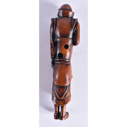 151 - A VERY RARE LARGE JAPANESE BOXWOOD SASHI NETSUKE modelled as a Mongolian Archer. 12.5 cm high. Note:... 
