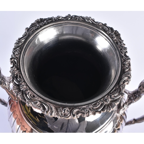61 - A LARGE VICTORIAN SILVER PLATED SAMOVAR. 3915 grams. 50 cm x 27 cm.