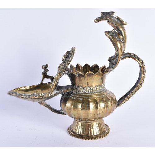 68 - AN ANTIQUE INDIAN BRONZE HINDO DEITY VESSEL. 15 cm high.
