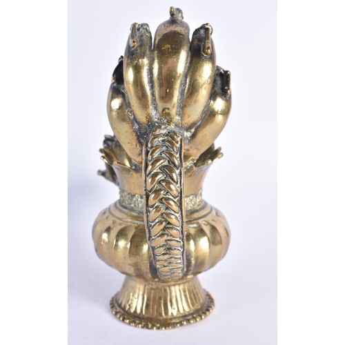 68 - AN ANTIQUE INDIAN BRONZE HINDO DEITY VESSEL. 15 cm high.