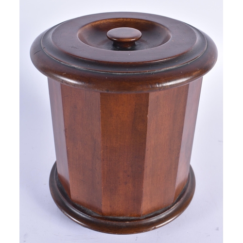 70 - AN UNUSUAL DUNHILL MAHOGANY AIR TIGHT TOBACCO JAR AND COVER. 17 cm x 14 cm.