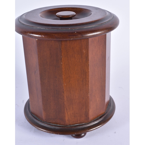 70 - AN UNUSUAL DUNHILL MAHOGANY AIR TIGHT TOBACCO JAR AND COVER. 17 cm x 14 cm.