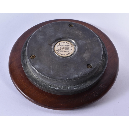 70 - AN UNUSUAL DUNHILL MAHOGANY AIR TIGHT TOBACCO JAR AND COVER. 17 cm x 14 cm.