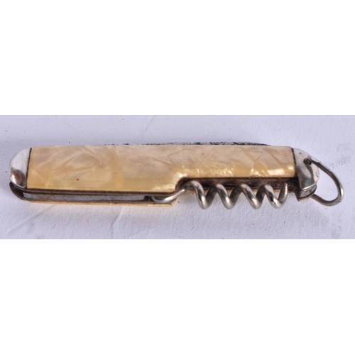 71 - AN ANTIQUE HARRY LE MOINE COMBINATION KNIFE and a ST Dupont silver plated lighter. Largest 14 cm lon... 