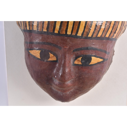 78 - A FINE AND RARE EGYPTIAN CARTONNAGE MUMMY MASK Late Period 664-40 BC. 28 cm x 22 cm.