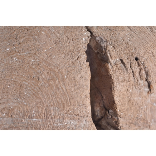 79 - A FINE AND LARGE EGYPTIAN CARVED WOOD MUMMY MASK Late Period 664-40 BC. 42 cm x 28 cm.