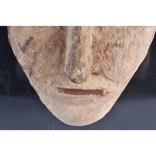 80 - A FINE AND RARE EGYPTIAN CARVED WOOD MUMMY MASK Late Period 664-40 BC. 27 cm x 20 cm.