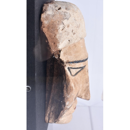 80 - A FINE AND RARE EGYPTIAN CARVED WOOD MUMMY MASK Late Period 664-40 BC. 27 cm x 20 cm.